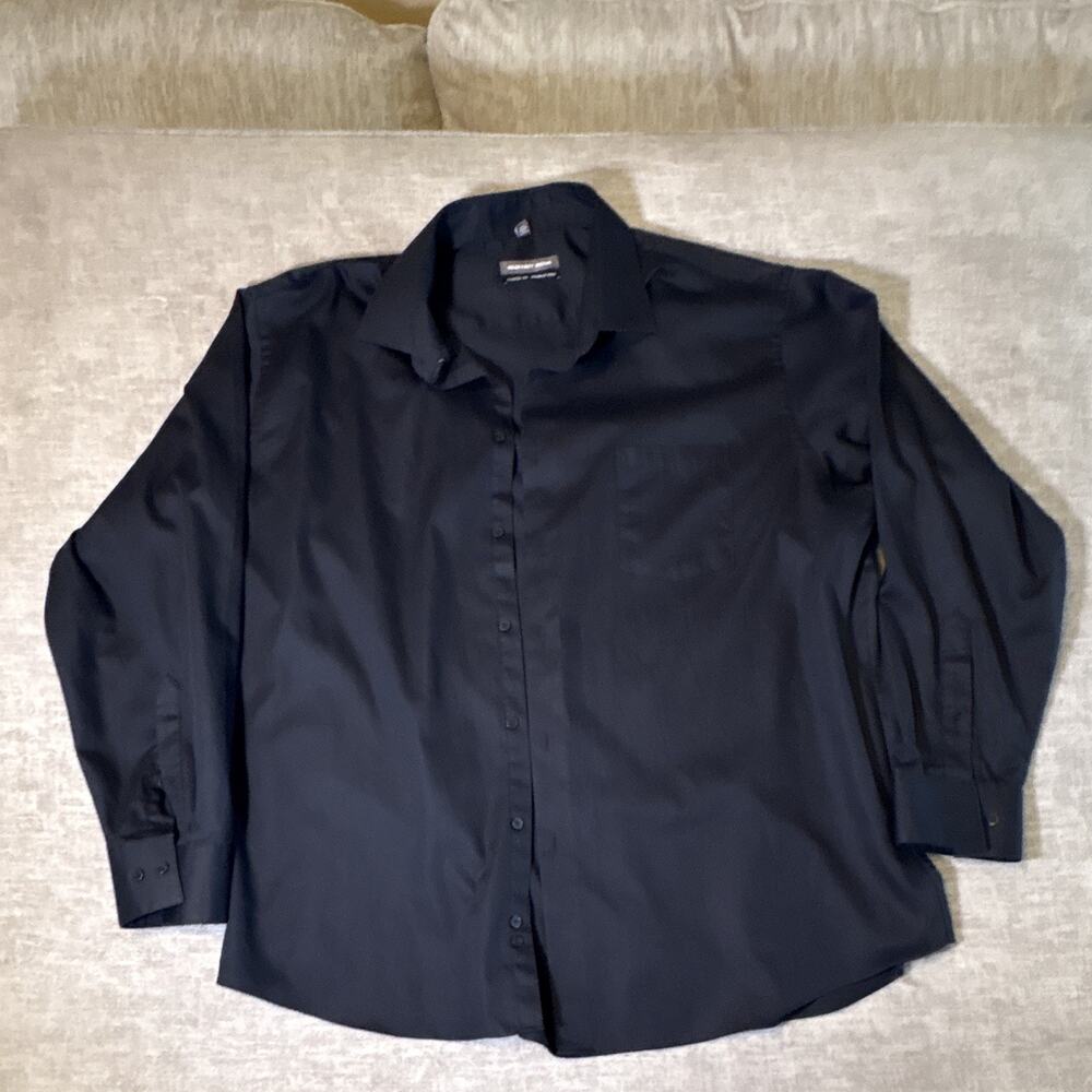 Geoffrey Beene Classic Fit Dress Shirt Wrinkle Free Black 16.5 34/35
